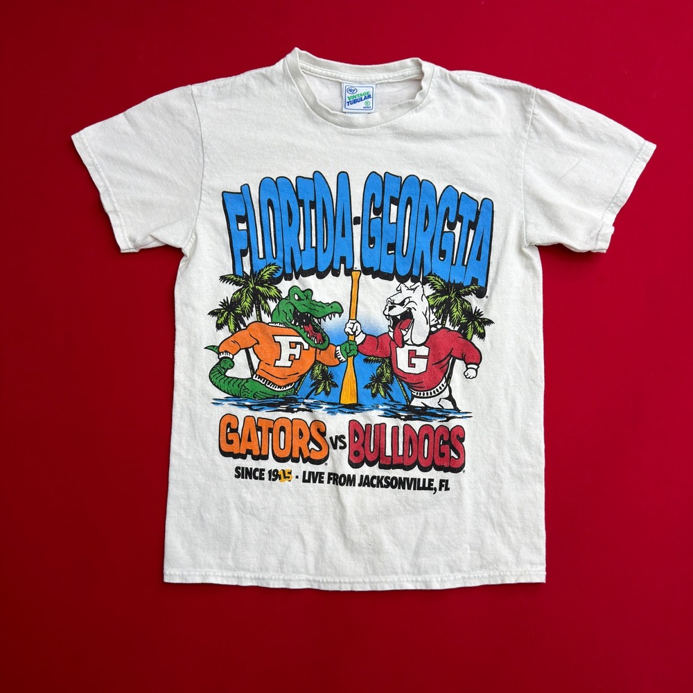 Vintage 47 Brand Florida-Georgia Gators vs Bulldogs T-Shirt Mens Small White 90s
